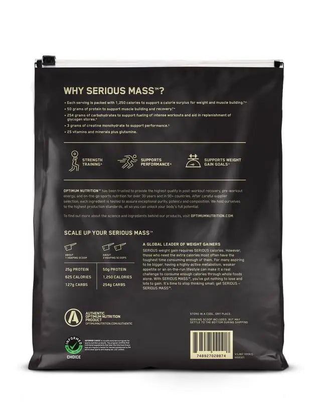 Optimum Nutrition Serious Mass Weight Gainer Protein Powder, Vitamin C, Zinc Optimum Nutrition Au supplements