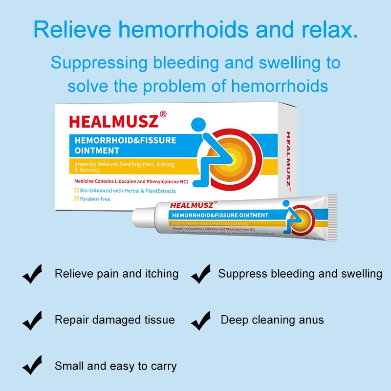 HEALMUSZ Hemorrhoid & Fissure Ointment,with 4% Lidocaine and Phenylephrine HCl,Fast Relief for Pain, Swelling, Discomfort & Itching | 1.5 oz HEALMUSZ Au supplements