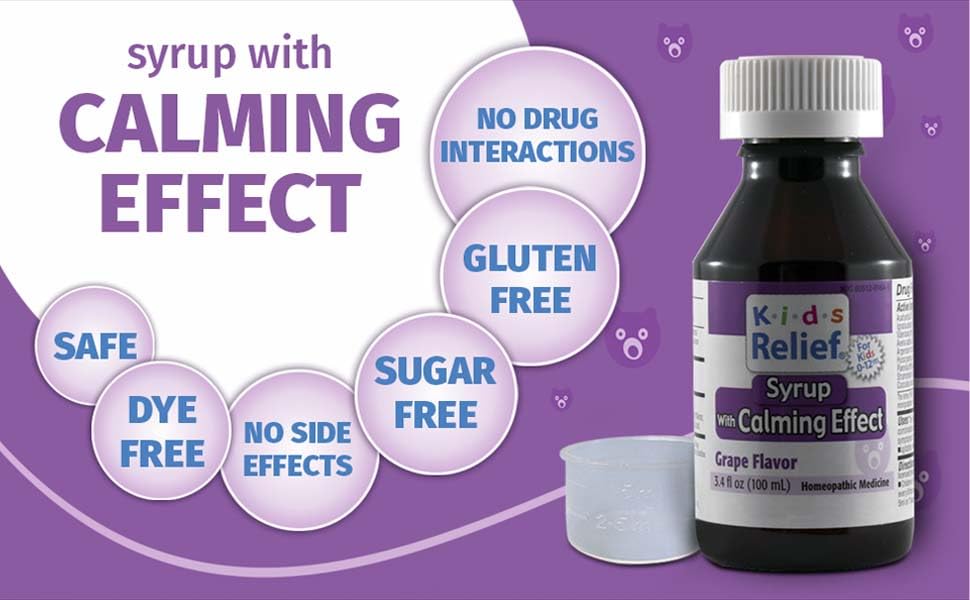 Kids Relief Syrup with Calming Effect, for Kids 0-12 Yrs, Grape Flavor, Gluten and Dye Free, No Added Sugar, 3.4 oz Kids Relief Au supplements
