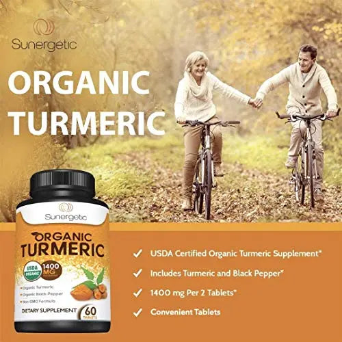 USDA Certified Organic Turmeric Supplement – Includes Organic Turmeric & Organic Black Sunergetic Au supplements