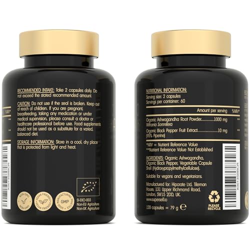 Organic Ashwagandha High Strength - 1000mg Ashwagandha Capsules - Pure Ashwagand SuperSelf Au supplements