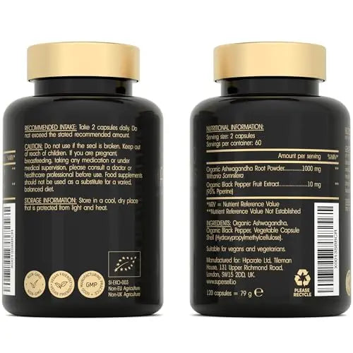 Organic Ashwagandha High Strength - 1000mg Ashwagandha Capsules - Pure Ashwagand SuperSelf Au supplements
