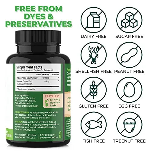 ForestLeaf - Apple Cider Vinegar Capsules with Cayenne Pepper Powder 1200mg ForestLeaf Au supplements