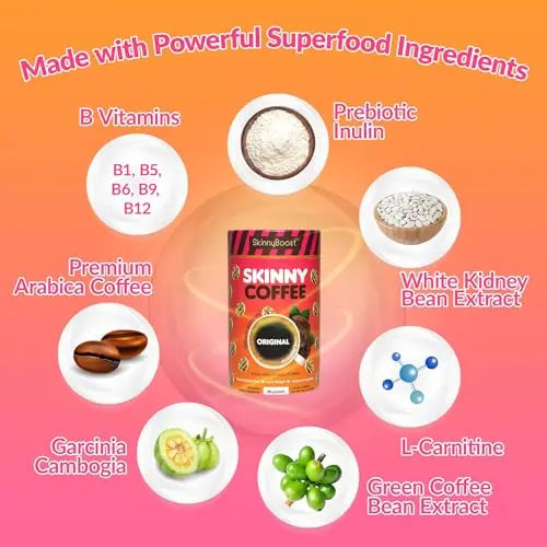 Skinny Boost Skinny Coffee- (Unflavored) Instant Sticks Made with Arabica Coffee, Garcinia SkinnyBoost Au supplements