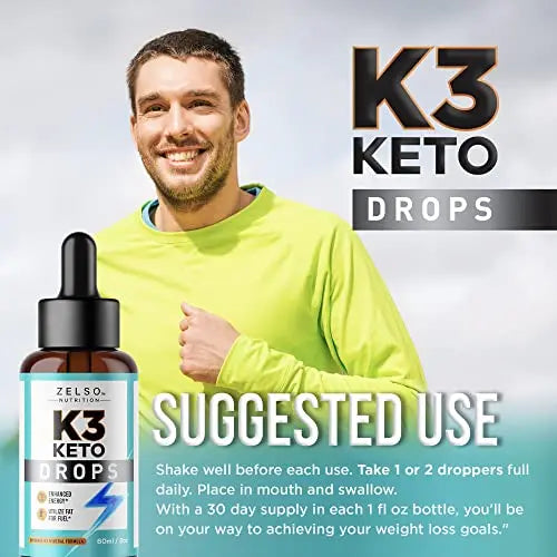 (3 Pack) K3 Keto Drops for Weight Loss - Fat Burner & Metabolism Booster | Advanced Keto ZELSO Au supplements