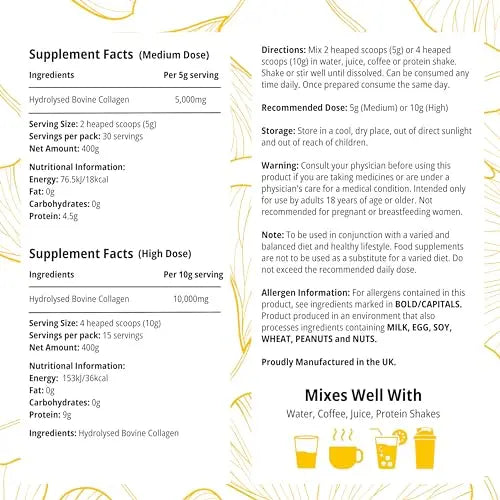100% Pure Hydrolysed Collagen Peptides Powder - 400g Tub | Halal & Grass-Fed Bovine Collagen CLN Labs Au supplements