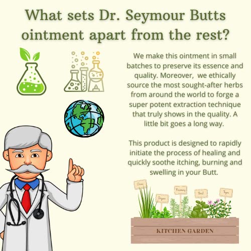 Dr. Seymour Butts All-Natural Hemorrhoid Care Cream – with 10 Botanicals Including Witch Hazel, Calendula & Horse Chestnut – Soothing Relief for Burning, Itching & Irritation. Dr. Seymour Butts Au supplements