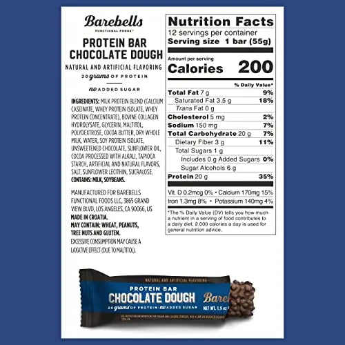 Barebells Protein Bars Chocolate Dough with 1g of Total Sugars - 12 Count, 1.9oz Bars BAREBELLS Au supplements