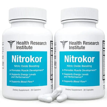 Nitrokor - Nitric Oxide Boosting - New Improved Formula - 2 Bottles 60 Capsules Generic Au supplements