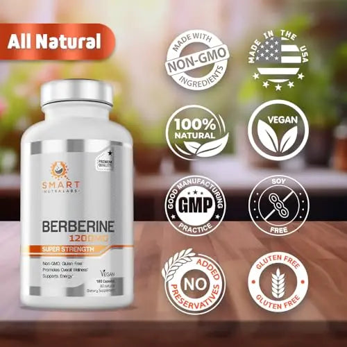Premium Berberine HCL 1200mg- 180 Vegan Capsules, 100% Pure Berberin Smart Nutra Labs Au supplements