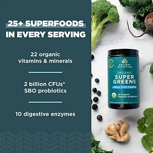 Ancient Nutrition Organic SuperGreens and Multivitamin Powder with Probiotics Ancient Nutrition Au supplements