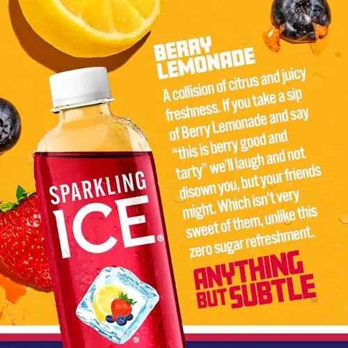 Sparkling Ice, Berry Lemonade Sparkling Water, Zero Sugar Flavored Water, with Vitamins Sparkling ICE Au supplements