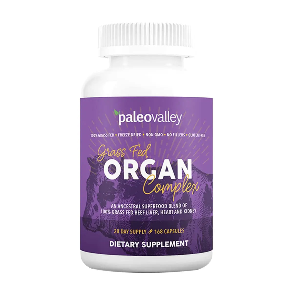 Paleovalley Grass Fed Beef Organ Complex - Freeze-Dried Beef Liver, Heart, and Kidney Blend, 1 Bottle Paleovalley Au supplements