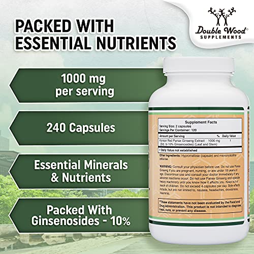Ginseng Capsules (Korean Red Ginseng Extract, Panax Ginseng 10% Ginsenosides) Double Wood Supplements Au supplements