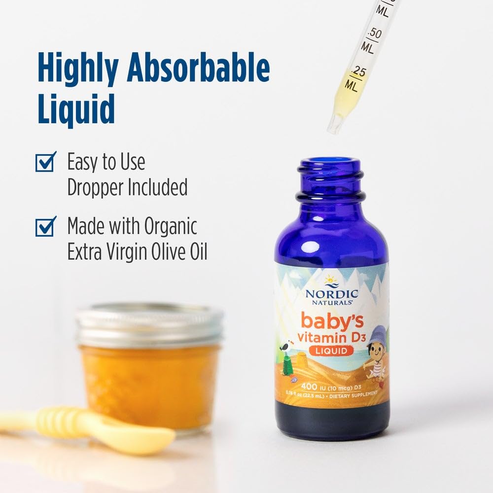 Nordic Naturals Baby’s Vitamin D3, Unflavored - 0.76 oz - 400 IU Vitamin D3 - Healthy Bones, Immune System Support, Normal Sleep Rhythms - Non-GMO, Certified Vegetarian - 90 Servings Nordic Naturals Au supplements