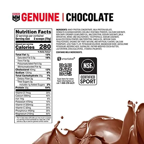 Muscle Milk Genuine Protein Powder, Chocolate, 4.94 Pound, 32 Servings, 32g Protein Muscle Milk Au supplements