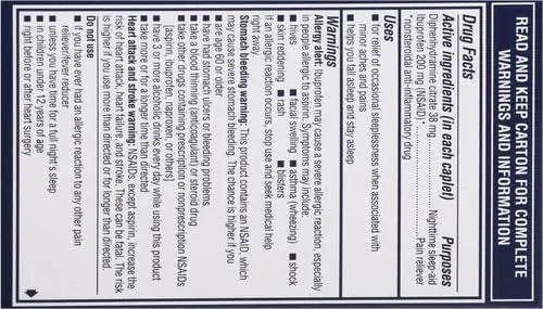 Advil PM Pain Reliever and Nighttime Sleep Aid, Pain Medicine with Ibuprofen for Pain Relief and Diphenhydramine Citrate for A Sleep Aid - 120 Coated Caplets (Pack of 2) Advil Au supplements