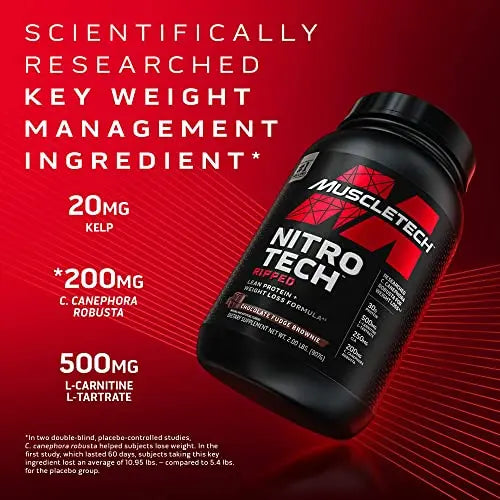 MuscleTech Nitro-Tech Ripped Lean Whey Protein Powder Whey Protein Isolate Weight MuscleTech Au supplements