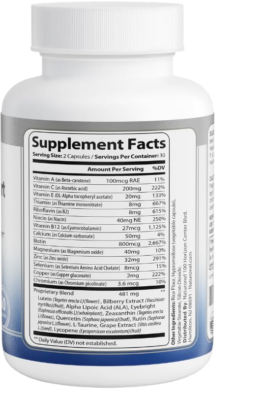 Naturonel Macular Support Formula – Vision & Eye Health with Lutein, Zeaxanthin, Bilberry, Eyebright & Antioxidants | Non-GMO, Made in USA, GMP Certified – 60 Capsules, 30 Day Supply (1) Naturonel Au supplements