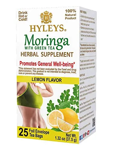 Hyleys Tea Moringa Oleifera with Lemon Flavor - 25 Tea Bags (Miracle Tree Tea) HYLEYS Au supplements