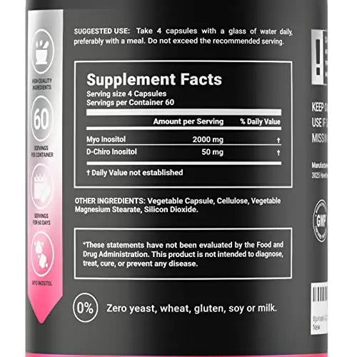 Myo-Inositol & D-Chiro Inositol by B Life - 240 Capsules | Made in USA | 40:1 Ratio B Life Company Au supplements