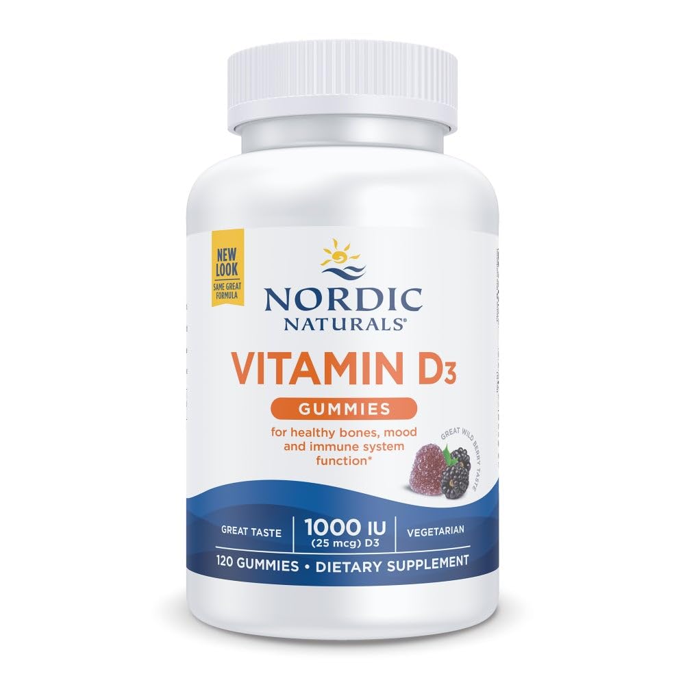 Nordic Naturals Vitamin D3 Gummies, Wild Berry - 120 Gummies - 1000 IU Vitamin D3, 1.4 mg Iron - Great Taste - Healthy Bones, Mood & Immune System Function - Non-GMO - 120 Servings Nordic Naturals Au supplements