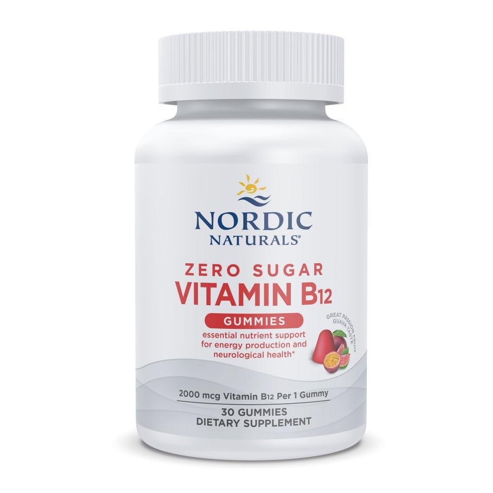 Nordic Naturals Zero Sugar Vitamin B12 Gummies - 2000 mcg Vitamin B12 per Gummy, Passion Fruit Guava Flavor - 30 Gummies, Essential Nutrient Support for Energy Production and Brain Health, 30 Servings Nordic Naturals Au supplements