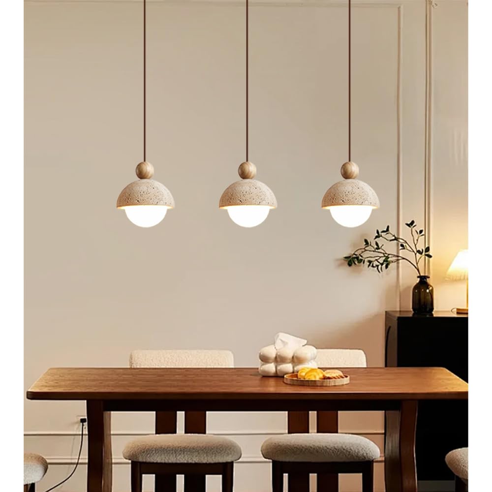 Spherical Wabi Sabi Pendant Light Natural Stone Retro Japanese Style Yellow Travertine Pendant Lighting Vintage Mini Wood Nordic Hanging Light for Kitchen Island Dining Room Bedroom Hallway Bedside OROILUPU Au supplements