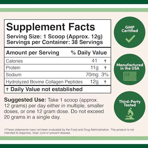 Collagen Peptides Powder - Hydrolyzed Collagen, Keto Safe - 16.08oz - Multi Type 1, 2 Double Wood Supplements Au supplements