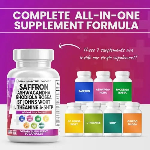 Clean Saffron Supplements with Ashwagandha 8000mg - Mood Support with L-Theanine Clean Nutraceuticals Au supplements