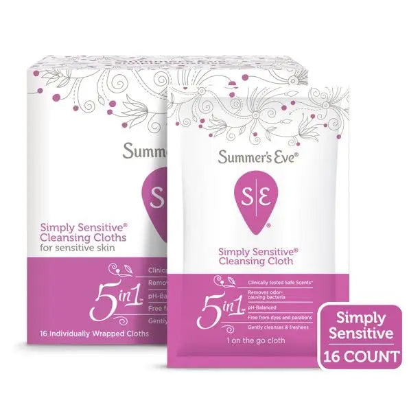 Summer's Eve Feminine Cleansing Cloths | Sensitive Skin | 16 Each | Pack of 2 Pink Rhyme Au supplements