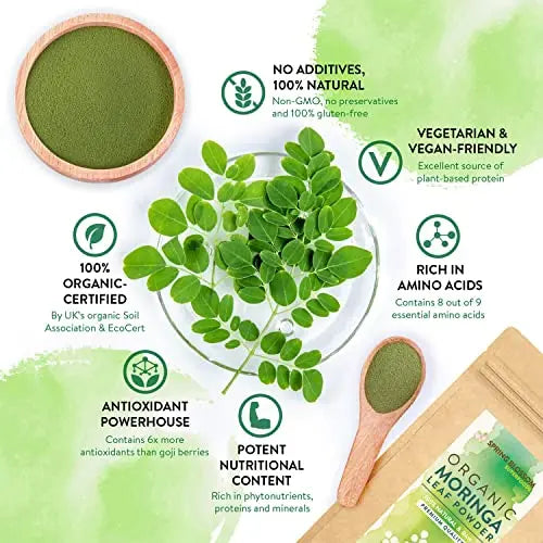 1KG Moringa Superleaf Powder Oleifera 100% Organic Raw Premium Quality Non-GMO Spring Blossom Au supplements