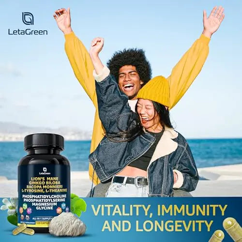 LetaGreen Organic Lions Mane Supplement Capsules - 120 Real Mushrooms Lion's Mane LetaGreen Au supplements