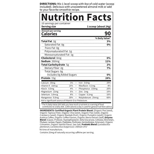 Garden of Life Organic Plant Protein Smooth Coffee Powder, 10 Servings - Vegan Garden of Life Au supplements