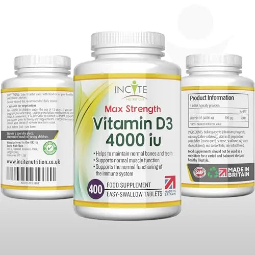 Vitamin D3 4000 iu - Vitamin D Tablets - 1 Year Supply Tablets - Vegetarian - Vitamin D Incite Nutrition Au supplements