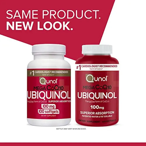 Qunol Mega Ubiquinol 100mg CoQ10, Superior Absorption, Patented Water and Fat Soluble Qunol Au supplements