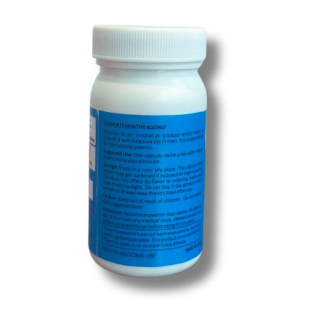 Prosman Supplement - Supports Healthy ageing & Improves Urinary Function | Patented Ingredient | Prunus domestica/pygeum (1Pack- 60 Capsules) PROSMAN Au supplements