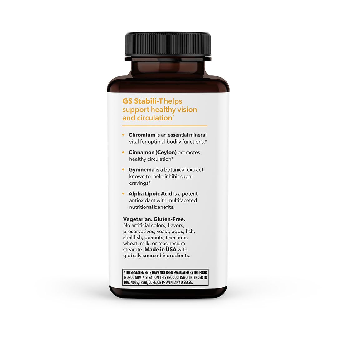 LifeSeasons GS Stabili-T - Blood Sugar Support Supplement - Healthy Circulation & Vision - Maintain Normal Levels - Chromium Cinnamon Gymnema Bilberry & Alpha Lipoic Acid - 90 Capsules LifeSeasons Au supplements