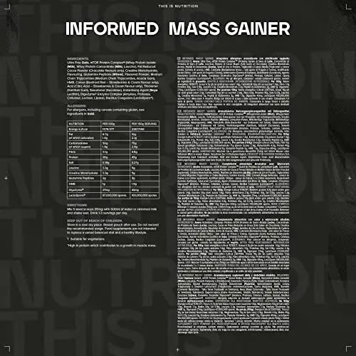 Bulk Informed Mass, Mass Gainer, Whey Protein Shake, Double Chocolate, 3 kg, Packaging May Vary Bulk Au supplements