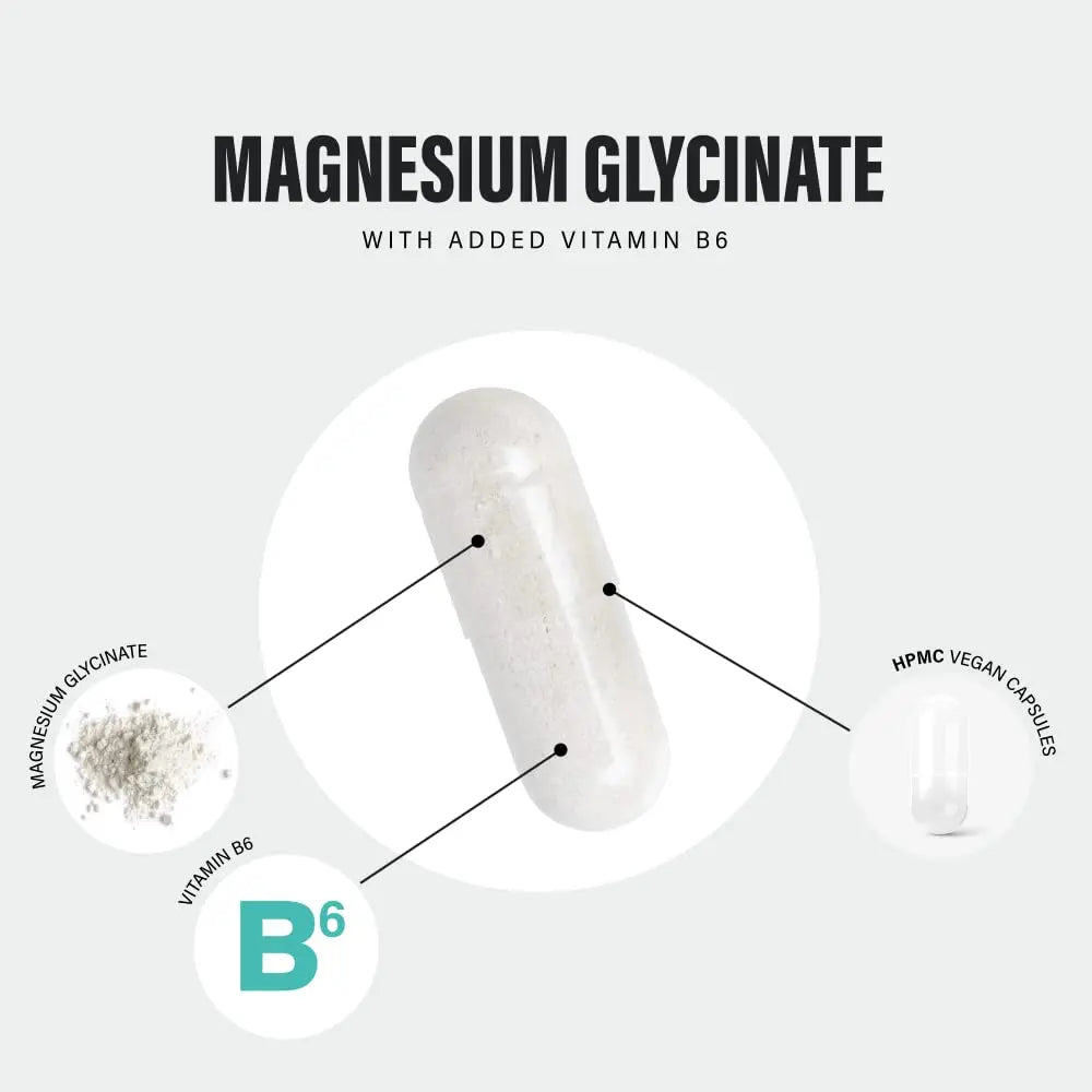 Magnesium Glycinate Supplements & Vitamin B6 - 120 High Strength Capsules SS Sport Supplies Au supplements
