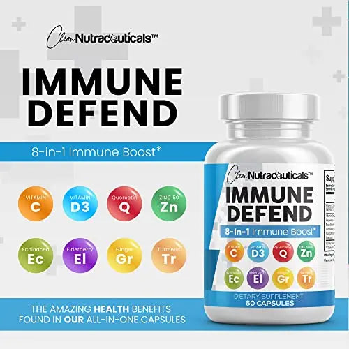 Immune Defense Support Supplement 8 in 1 w/Zinc 50mg Quercetin, VIT C Clean Nutraceuticals Au supplements