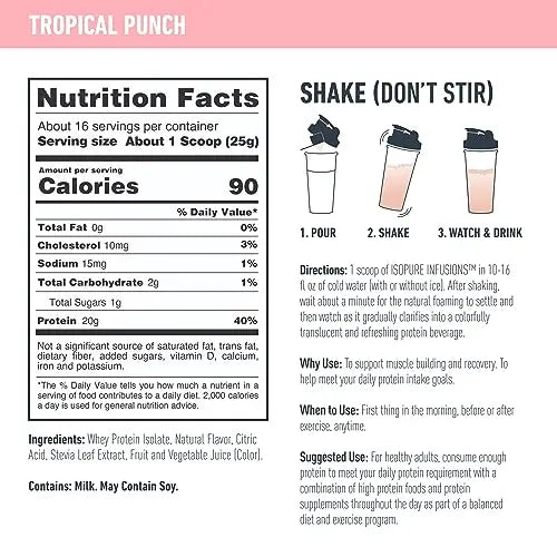 Isopure Protein Powder, Clear Whey Isolate Protein, Post Workout Recovery Drink Mix Isopure Au supplements