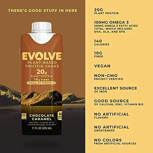 Evolve Plant Based Protein Shake, Chocolate Caramel, 20g Vegan Protein, Dairy Free Evolve Au supplements