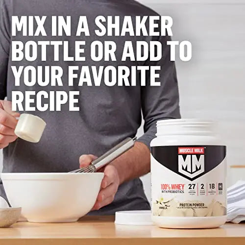 Muscle Milk 100% Whey With Probiotics Protein Powder, Vanilla, 1.85 Pound, 23 Servings Muscle Milk Au supplements