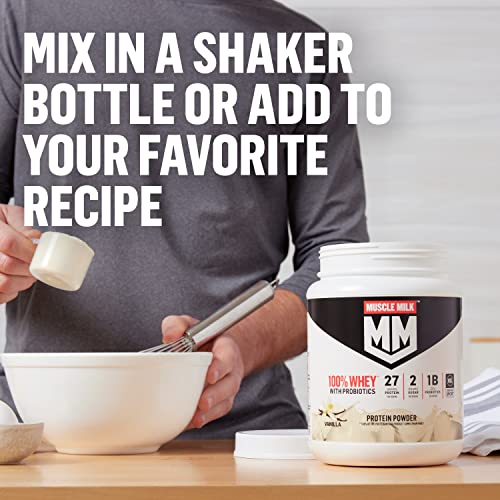Muscle Milk 100% Whey With Probiotics Protein Powder, Vanilla, 1.85 Pound, 23 Servings Muscle Milk Au supplements