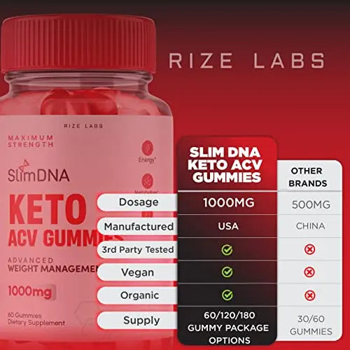 rize labs (3 Pack) SlimDNA Keto Gummies - ACV for Advanced Weight Loss with Apple Cider rize labs Au supplements