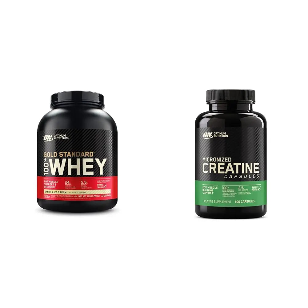 Optimum Nutrition Gold Standard 100% Whey Protein Powder, Vanilla Ice Cream & Microniz Optimum Nutrition Au supplements
