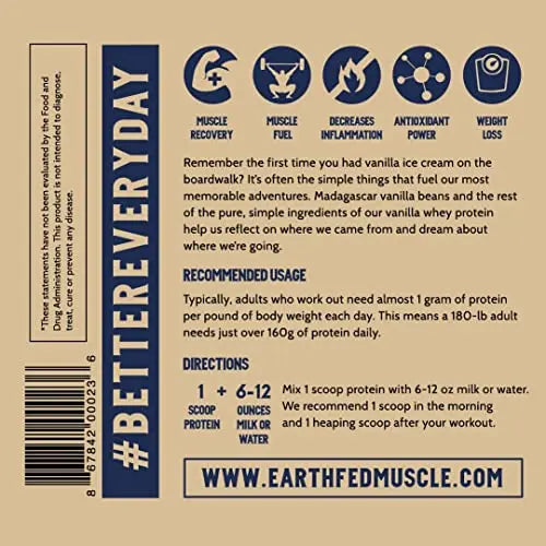 Earth Fed Muscle Whey Back Vanilla Truly Grass Fed Whey 2lb - No Fillers, Flow Agents Earth Fed Muscle Au supplements