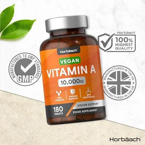 Vitamin A Tablets 10000iu | 180 Count | High Strength Vitamin A as Retinol Acetate Horbäach Au supplements