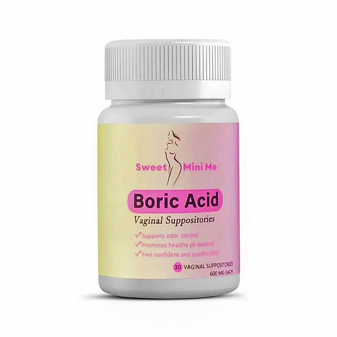 Sweet Mini Me 600mg Boric Acid Suppositories – Natural Vaginal Health Support for Women – pH Balance, Odor & Itch Relief – 30 Count Capsules Generic Au supplements